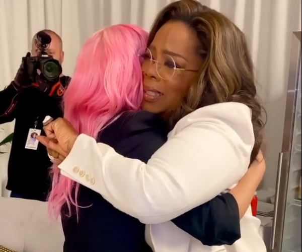 Gaga and Oprah share an emotional hug